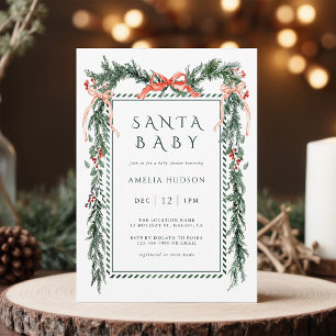 Invitation Baby shower de Noël Garland Père Noël