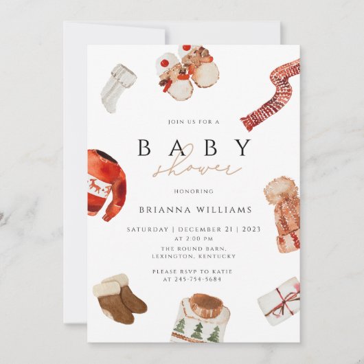 Invitation Baby shower de Noël hiver (Devant)