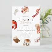 Invitation Baby shower de Noël hiver (Debout devant)