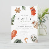 Invitation Baby shower de Noël hiver (Debout devant)