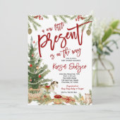 Invitation Baby shower de Noël Invitation, Nouveau présent (Debout devant)