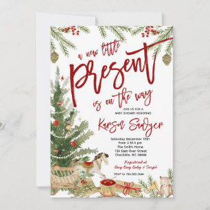 Invitation Baby shower de Noël Invitation, Nouveau présent