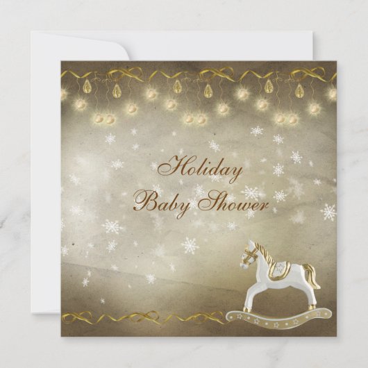 Invitation Baby shower de Noël Neutre du Cheval Rocheux (Devant)