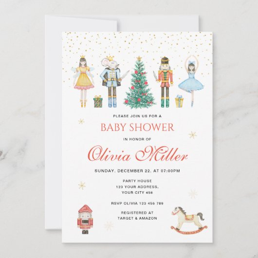 Invitation Baby shower de Noël Nutcracker (Devant)