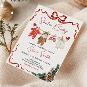 Invitation Baby shower de Noël père Noël Baby Clothes