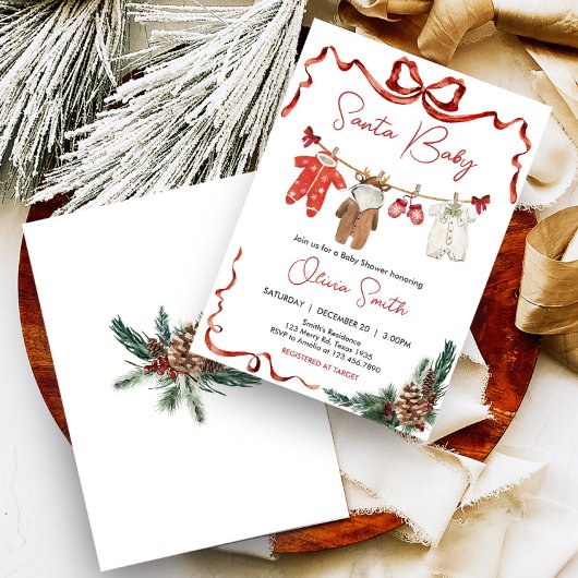 Invitation Baby shower de Noël père Noël Baby Clothes