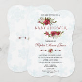 Invitation Baby shower de Noël Poinsettia Snowflakes (Devant / Derrière)