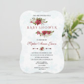 Invitation Baby shower de Noël Poinsettia Snowflakes (Debout devant)