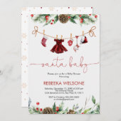 Invitation Baby shower de Noël pour bébé Girl père Noël (Devant / Derrière)
