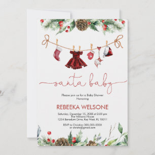 Invitation Baby shower de Noël pour bébé Girl père Noël