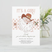 Invitation Baby shower de Noël pour filles de l'Ouest rétro (Debout devant)