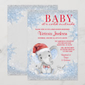 Invitation Baby Shower de Noël pour garçon (Devant / Derrière)