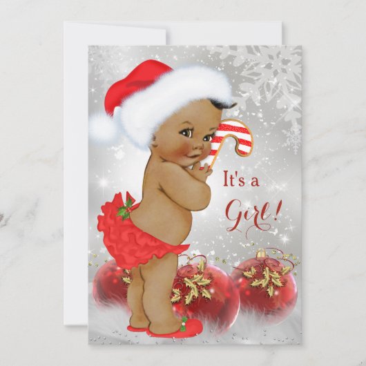 Invitation Baby shower de Noël Red Gold Bauble Ethnic (Devant)