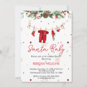 Invitation Baby shower de Noël Red père Noël (Devant)