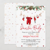 Invitation Baby shower de Noël Red père Noël (Devant / Derrière)