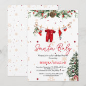 Invitation Baby shower de Noël Red père Noël (Devant / Derrière)