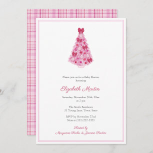 Invitation Baby shower De Noël Rose Pour Fête De Fille