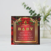 Invitation Baby shower de Noël rouge (Debout devant)