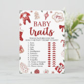 Invitation Baby shower de Noël Rouge Baby Traits Jeu (Debout devant)