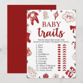 Invitation Baby shower de Noël Rouge Baby Traits Jeu (Devant / Derrière)