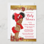 Invitation Baby shower de Noël Rouge or (Devant)