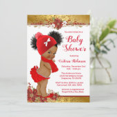 Invitation Baby shower de Noël Rouge or (Debout devant)