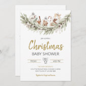 Invitation Baby shower de Noël rustique (Devant / Derrière)