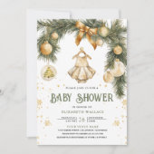 Invitation Baby shower de Noël Rustique Boho Girl hiver (Devant)