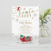 Invitation Baby Shower de Noël Santa Baby Hiver (Debout devant)