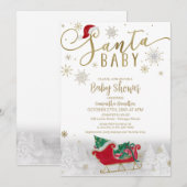 Invitation Baby Shower de Noël Santa Baby Hiver (Devant / Derrière)