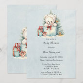 Invitation Baby shower de Noël Teddy Bear (Devant / Derrière)