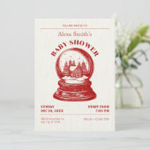 Invitation baby shower de Noël vintage Snowglobe (Debout devant)