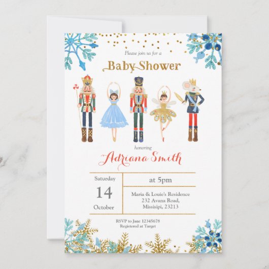 Invitation baby shower de noisette Hiver (Devant)