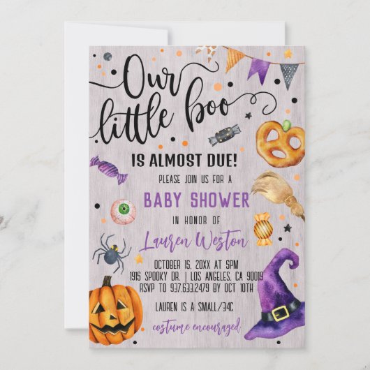 Invitation Baby shower de notre petit Boo Hallowee (Devant)
