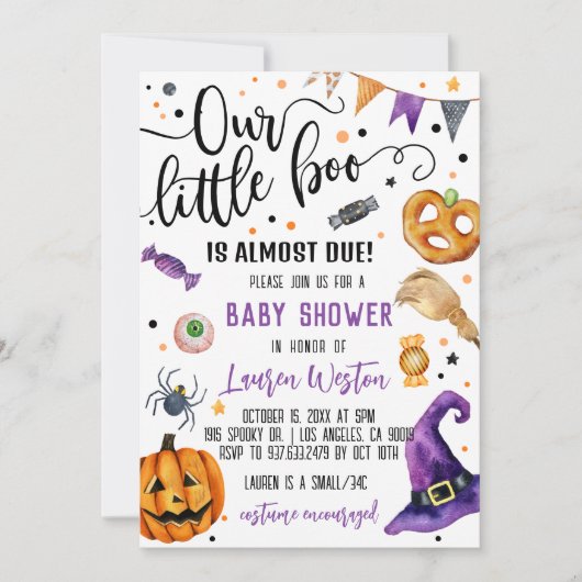 Invitation Baby shower de notre petit Boo Hallowee (Devant)