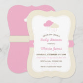 Invitation Baby shower de nuage rose (Devant / Derrière)