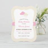Invitation Baby shower de nuage rose (Debout devant)