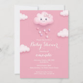 Invitation Baby shower de nuage rose (Devant)