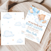 Invitation Baby shower de nuages d'attente Bleu Bearly
