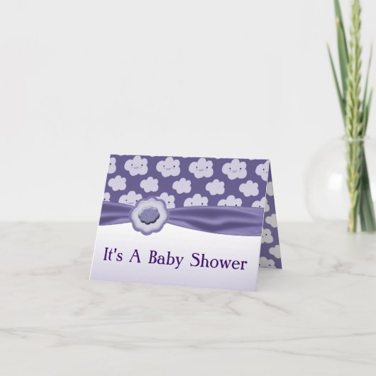 Invitation Baby shower de nuages fluides violets (Devant)