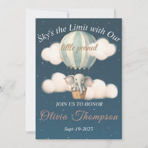 Invitation Baby shower de nuit Elephant Air Balloon