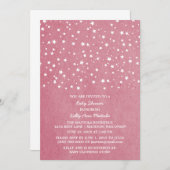 Invitation Baby shower de nuit rose étoilé (Devant / Derrière)
