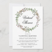 Invitation Baby shower de nuptiale virtuel de couronne botani (Devant)