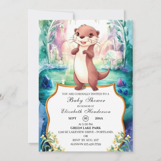 Invitation Baby shower de Otter Whimsical (Devant)