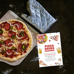 Invitation Baby shower de pacificateur de la bière de Pizza i