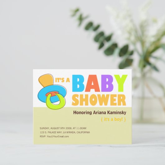 Invitation Baby shower de Pacifier (Debout devant)