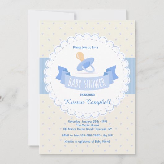Invitation Baby shower de Pacifique bleu (Devant)