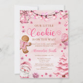 Invitation Baby shower de pain d'épice rose de Noël (Devant)