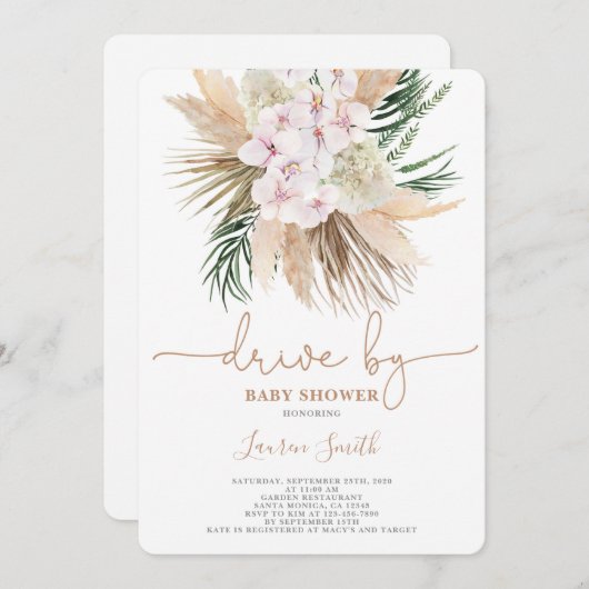 Invitation Baby shower de palmiers séchés chics Boho (Devant / Derrière)