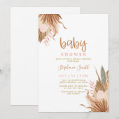Invitation Baby shower de palmiers séchés en terre cuite (Devant / Derrière)